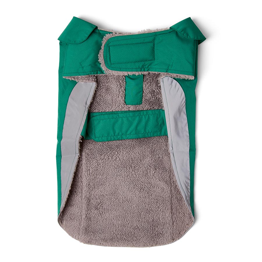 Pets at Home Ripstop Reflective Trim Dog Coat Green