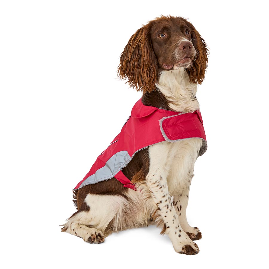 Pets at Home Ripstop Reflective Trim Dog Coat Red