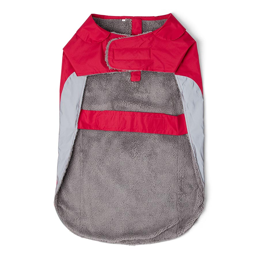 Pets at Home Ripstop Reflective Trim Dog Coat Red