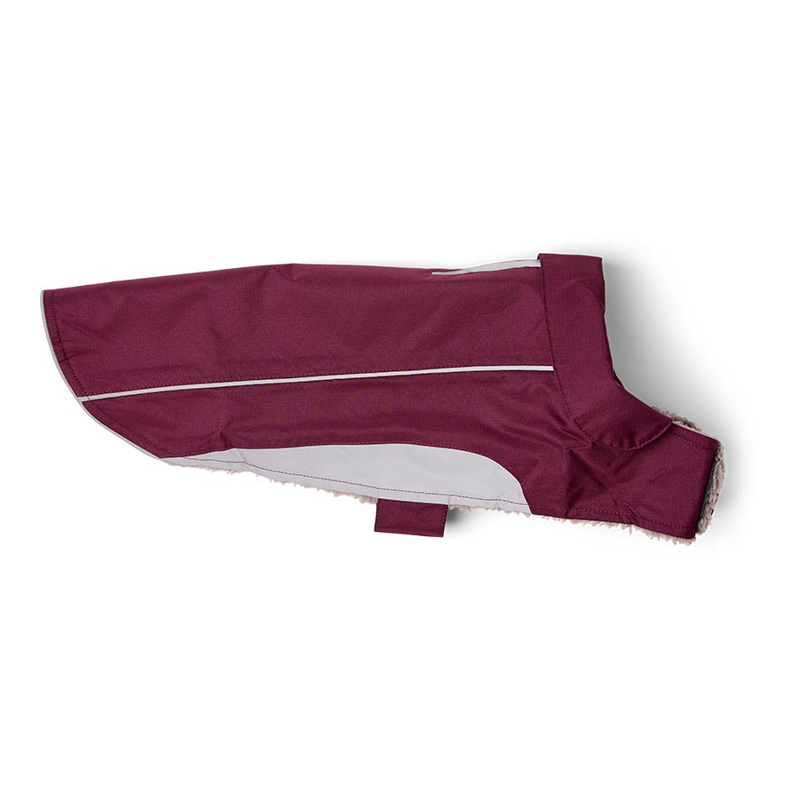 Pets at Home Ripstop Reflective Trim Dog Coat Wine