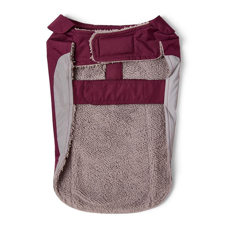 Pets at Home Ripstop Reflective Trim Dog Coat Wine