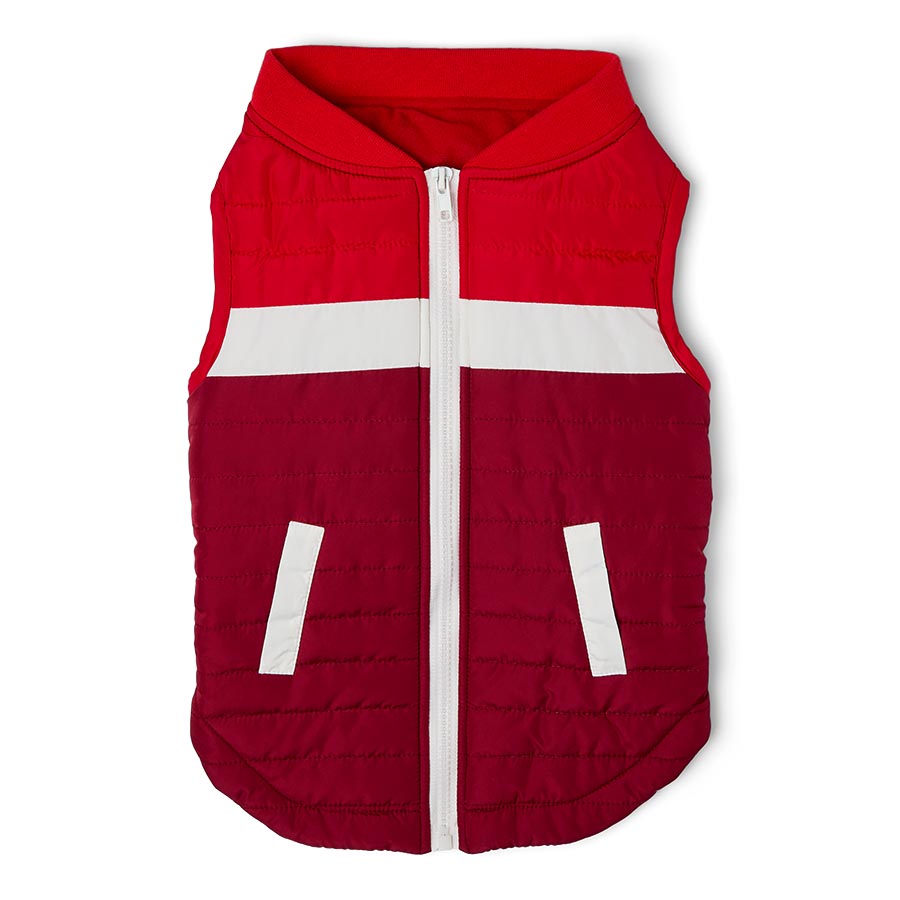 Pets at Home Quilted Colourblock Dog Jacket Red