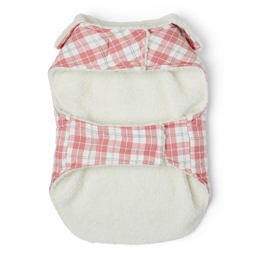 Pets at Home Quilted Plaid Dog Jacket Pink