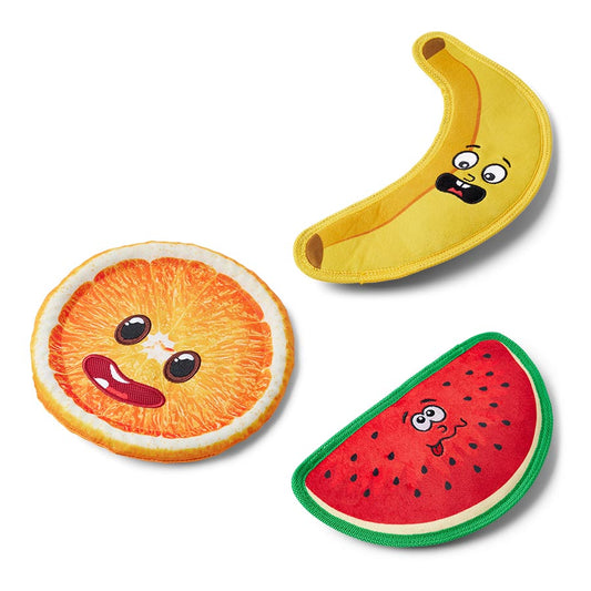 Pets at Home Flattie Fruits Crinkle & Squeaky Dog Toy Assorted