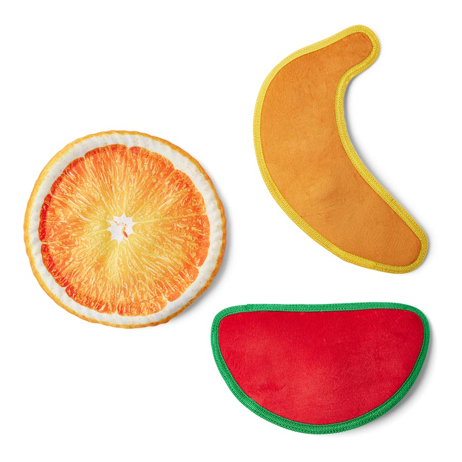 Pets at Home Flattie Fruits Crinkle & Squeaky Dog Toy Assorted
