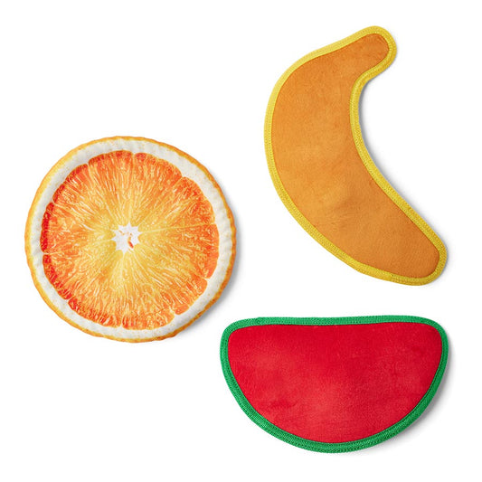Pets at Home Flattie Fruits Crinkle & Squeaky Dog Toy Assorted