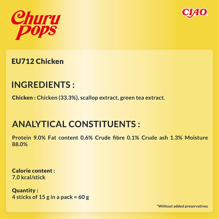 Ciao Churu Cat Treat Pops Chicken 4x15g