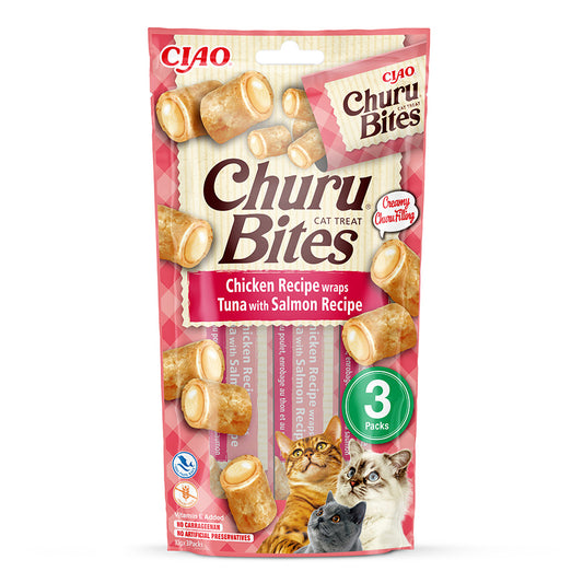 Ciao Churu Cat Treat Bites Chicken, Tuna & Salmon Bites 3x10g