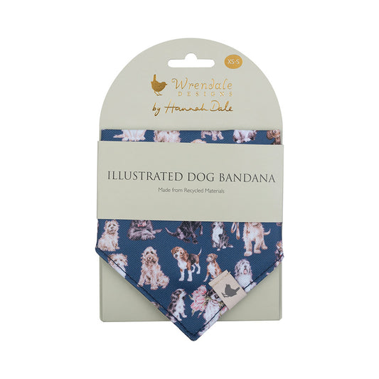 Wrendale Designs Dog Print Bandana Navy X Small-Small