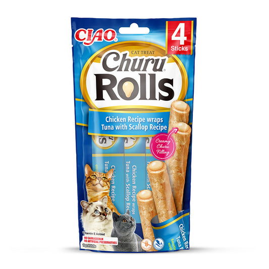 Ciao Churu Cat Treat Rolls Chicken, Tuna & Scallop 4x10g