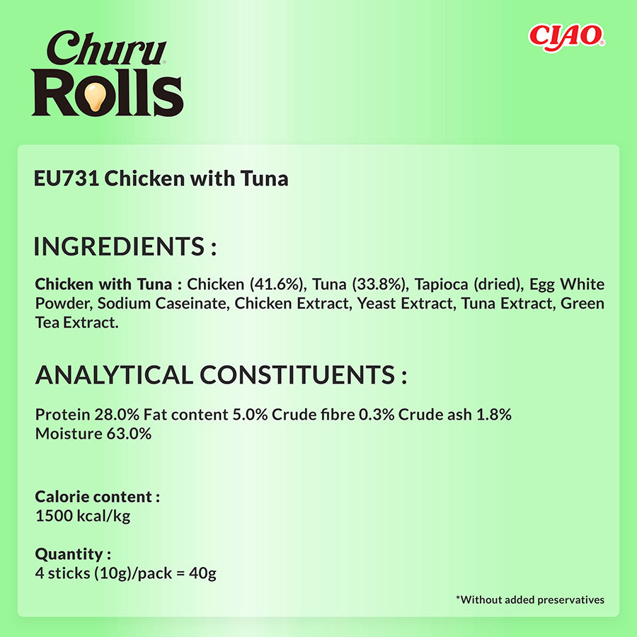 Ciao Churu Cat Treat Rolls Chicken & Tuna 4 x 10g