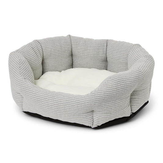 Pets at Home Scalloped Dog Bed Grey Stripe