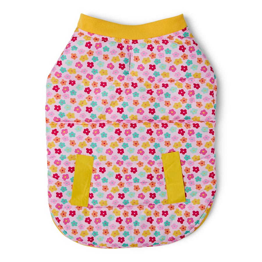 Pets at Home Ditsy Floral Reversible Dog Jacket Pink