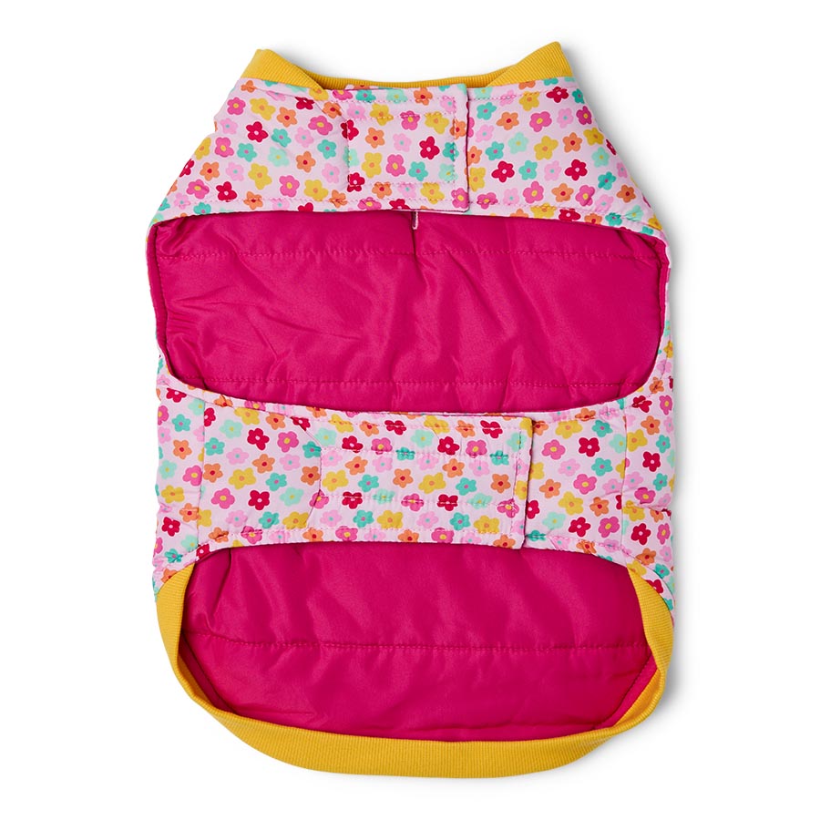 Pets at Home Ditsy Floral Reversible Dog Jacket Pink