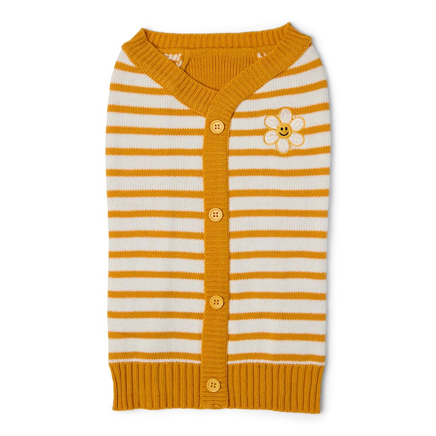 Pets at Home Striped Dog Cardigan Yellow