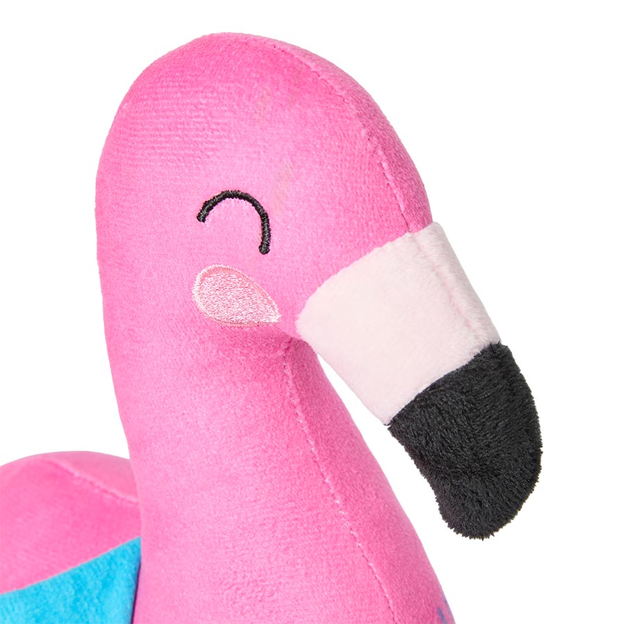 Pets at Home Sunny Daze Plush Flo Flamingo with Rope Squeaky Dog Toy