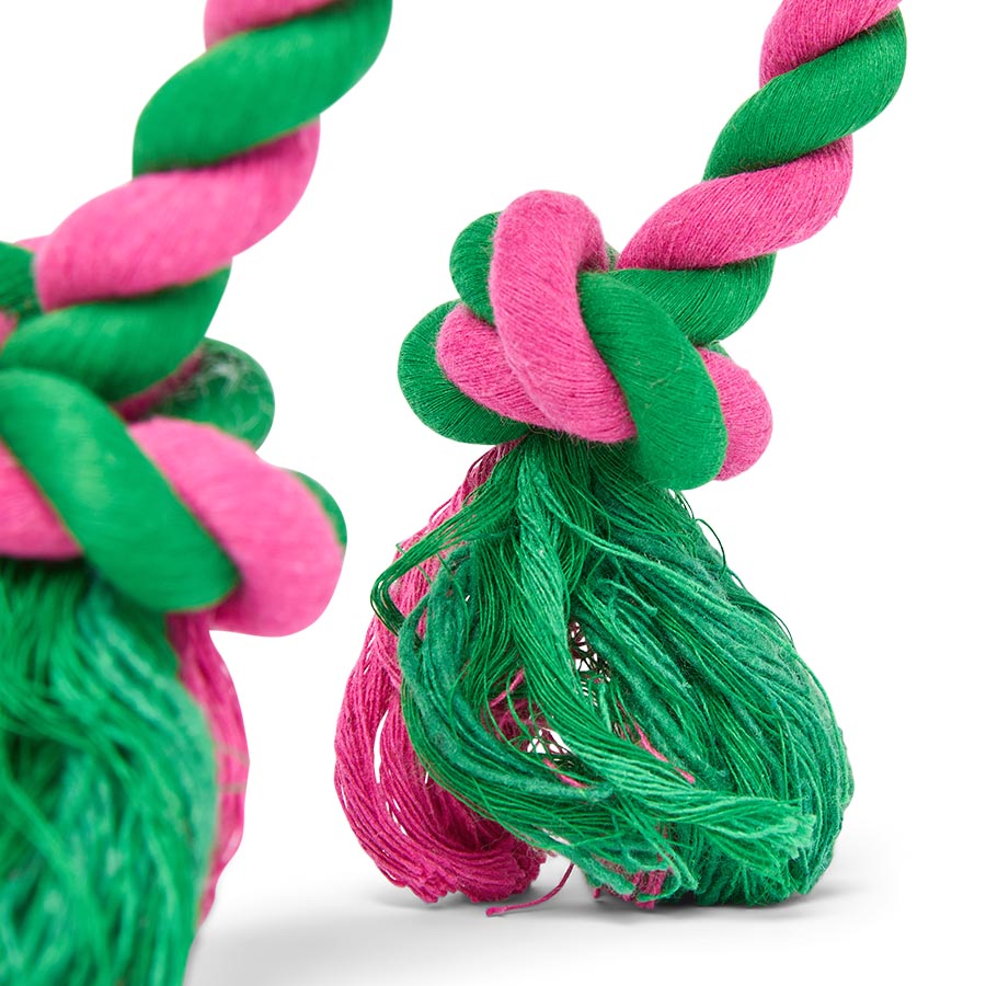Pets at Home Sunny Daze Plush Flo Flamingo with Rope Squeaky Dog Toy