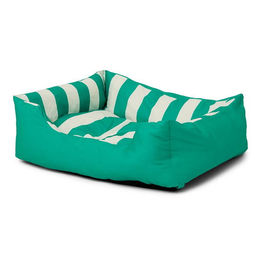 Pets at Home Sunny Daze Stripe Canvas Square Pet Bed Green