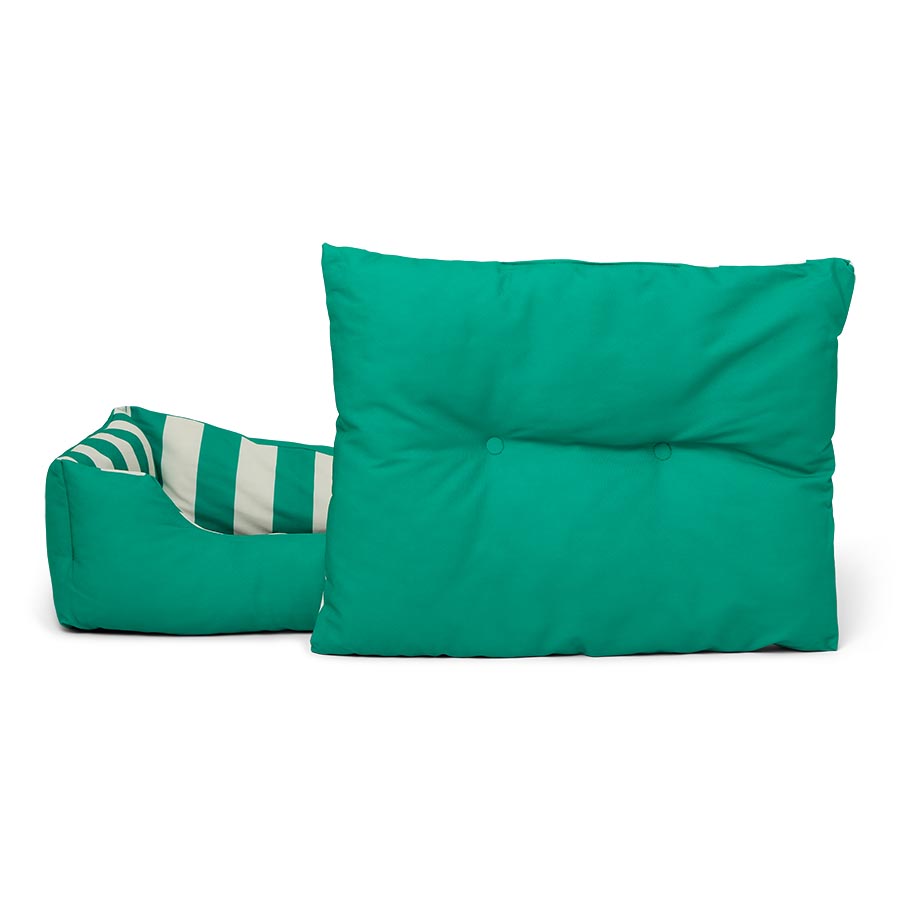 Pets at Home Sunny Daze Stripe Canvas Square Pet Bed Green