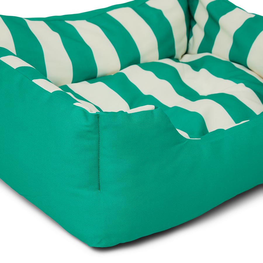 Pets at Home Sunny Daze Stripe Canvas Square Pet Bed Green
