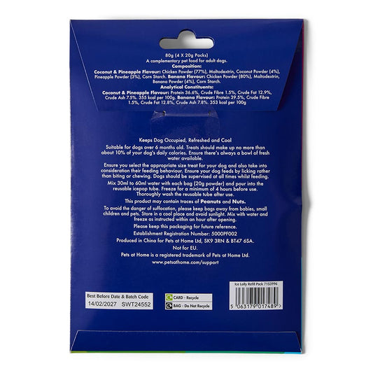 Pets at Home Sunny Daze Ice Pop Coconut & Pineapple & Banana x4 Refill Pack 80g