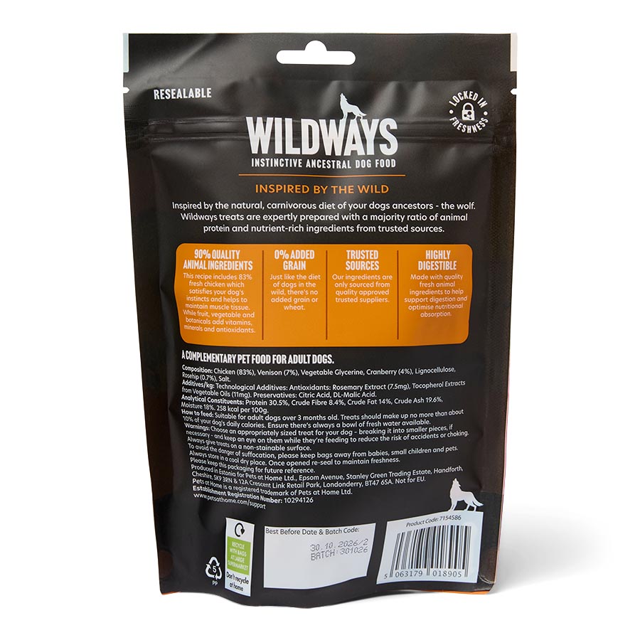 Wildways Chicken with Venison Meaty Jerky Dog Treats