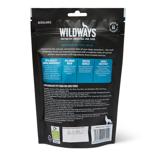 Wildways Salmon with Sprats Fish Jerky with Added Herbs & Botanicals Dog Treats 100g