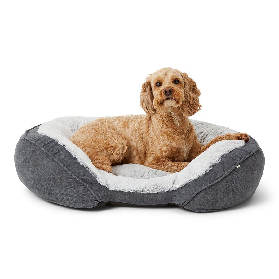 Noble Memory Foam Oval Bolstered Dog Bed Grey