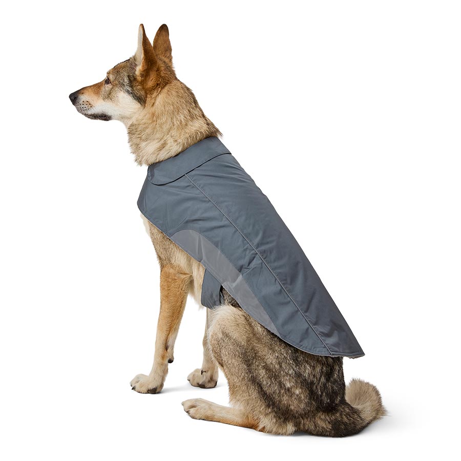 Pets at Home Ripstop Reflective Trim Dog Coat Charcoal