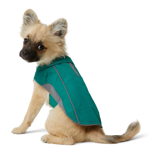 Pets at Home Ripstop Reflective Trim Dog Coat Green