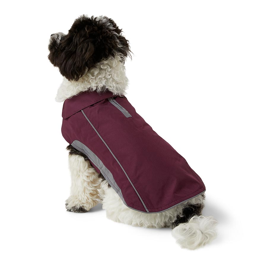 Pets at Home Ripstop Reflective Trim Dog Coat Wine
