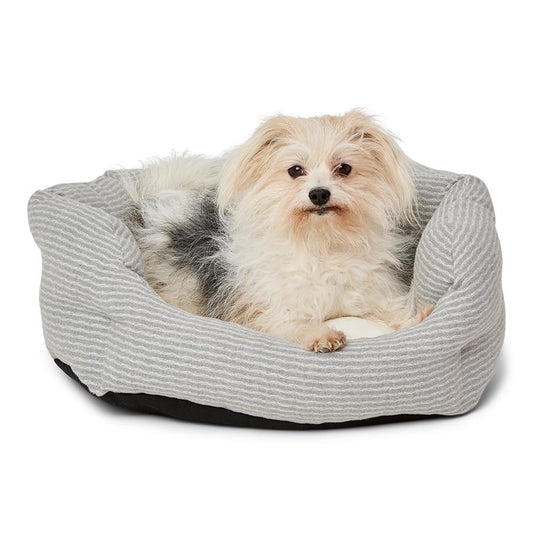 Pets at Home Scalloped Dog Bed Grey Stripe