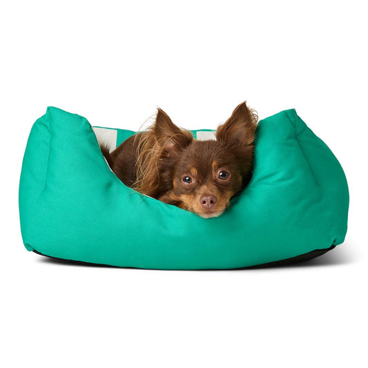 Pets at Home Sunny Daze Stripe Canvas Square Pet Bed Green