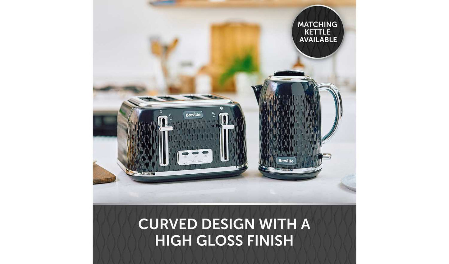 Breville VTT786 Curve 4 Slice Toaster - Black and Chrome