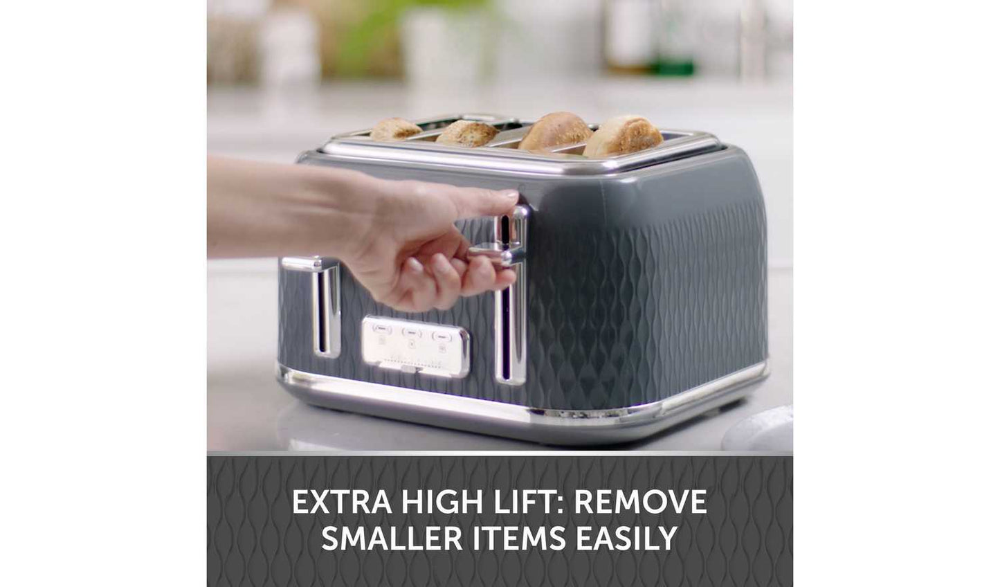 Breville VTR013 Curve 4 Slice Toaster - Grey and Chrome