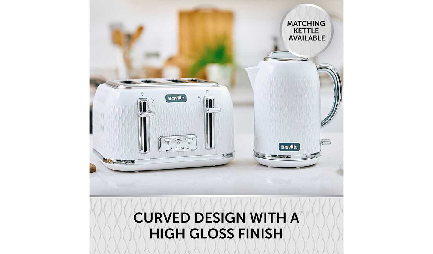 Breville VTT911 Curve 4 Slice Toaster - White and Chrome
