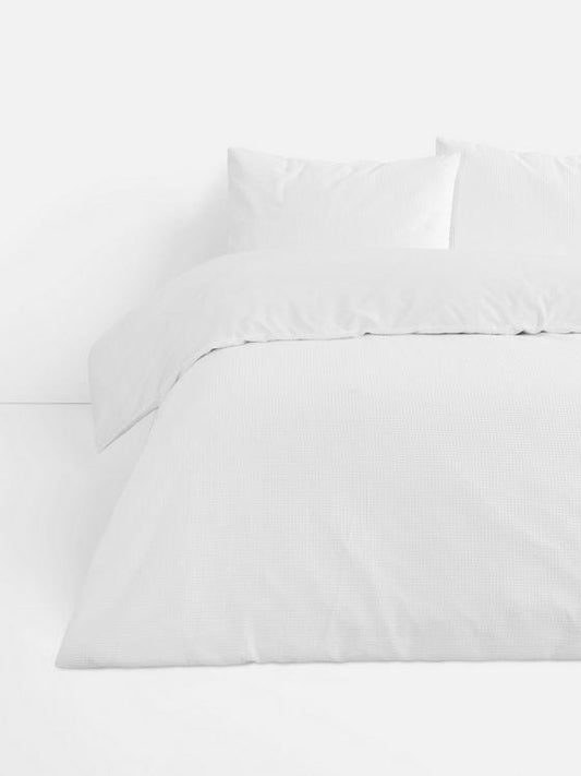 White Supersoft Waffle Double Duvet Cover Set