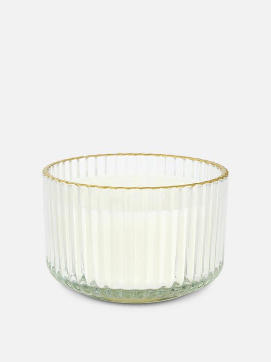 Three Wick Candle In Fluted Glass