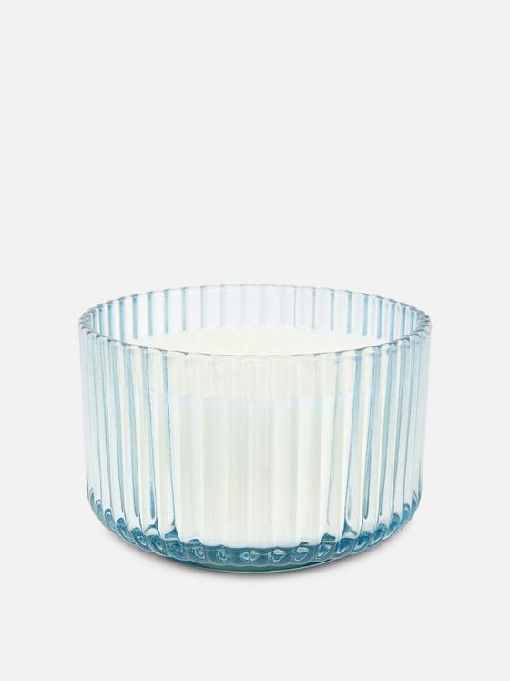 Three Wick Candle In Fluted Glass