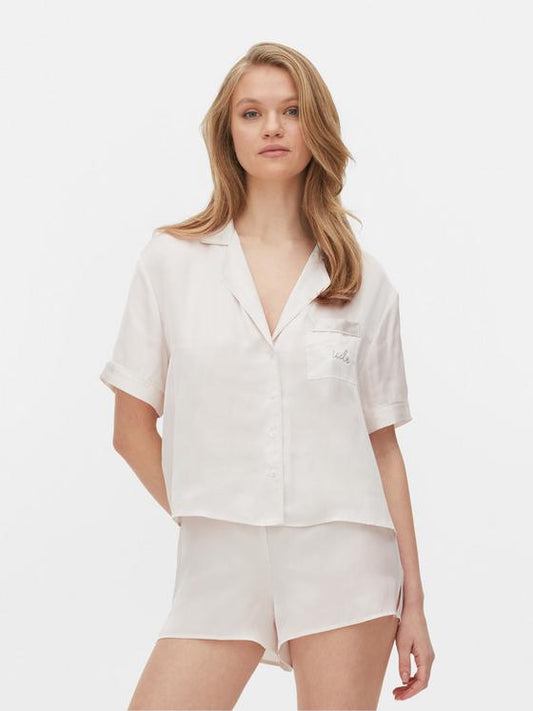 Bridal Satin Short Sleeve Shirt Pyjamas