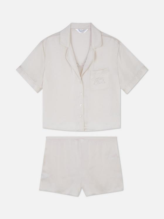 Bridal Satin Short Sleeve Shirt Pyjamas
