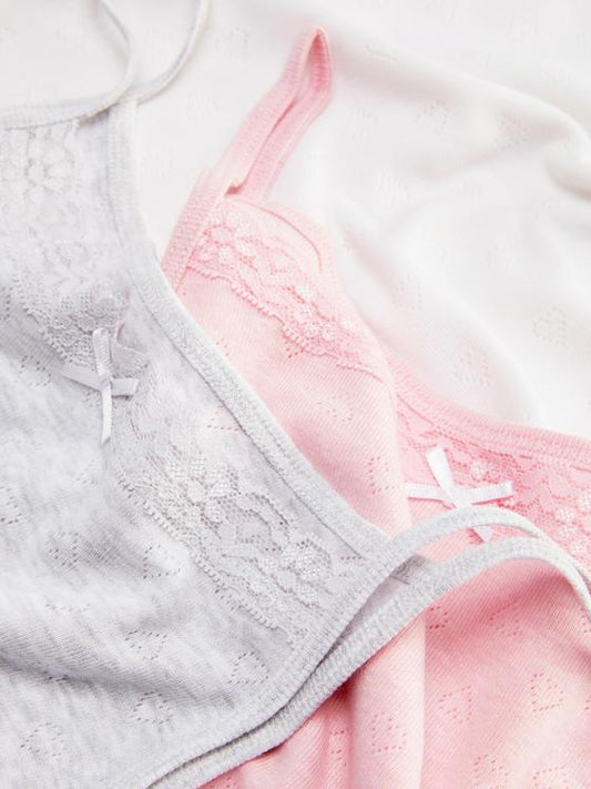 3pk Pointelle Heart Cami Tops