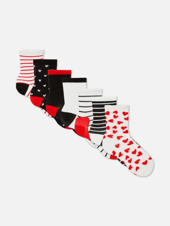 7pk Heart Ankle Socks