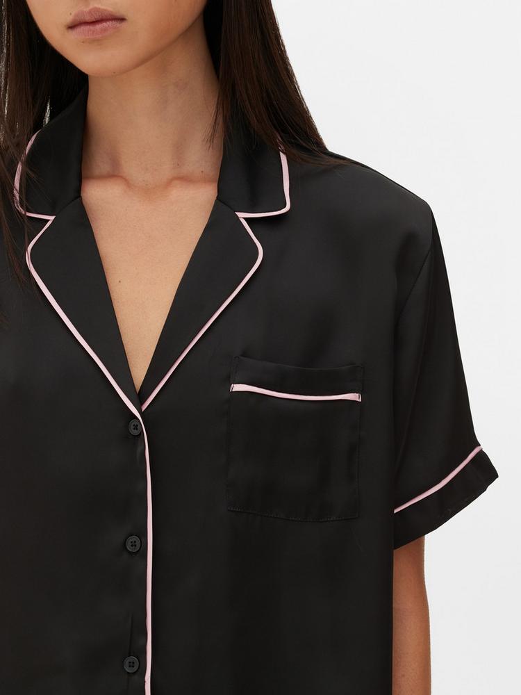 Satin Nightshirt and Shorts Pyjama Set