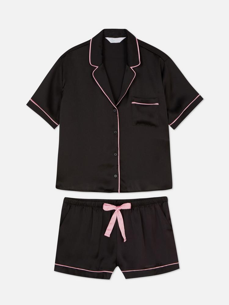 Satin Nightshirt and Shorts Pyjama Set