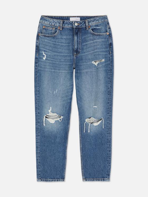 Ripped Denim Mom Jeans