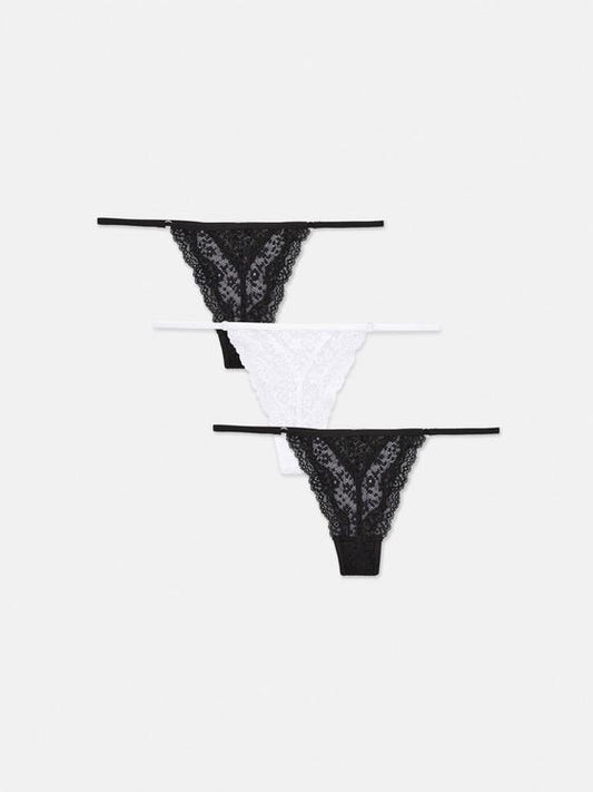3pk Scalloped Lace G-String Thongs