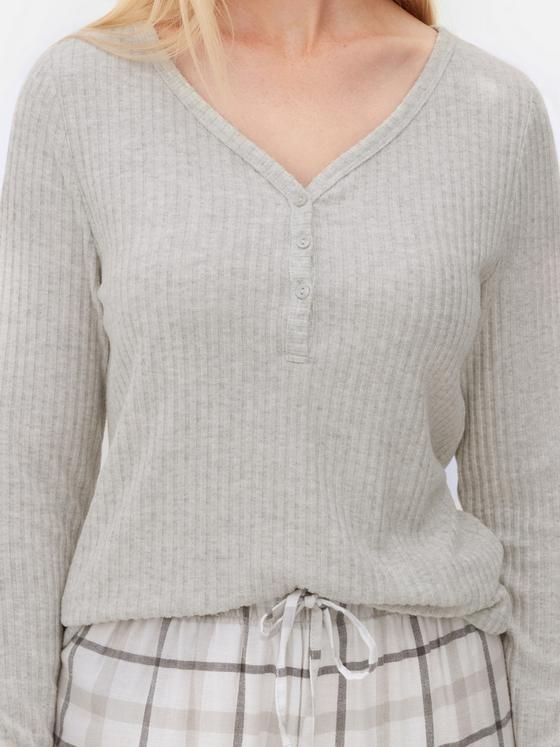 Check Bottom Long Sleeve Pyjama Set