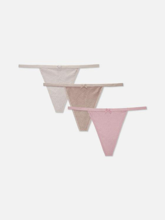 3pk Pointelle Texture String Thongs