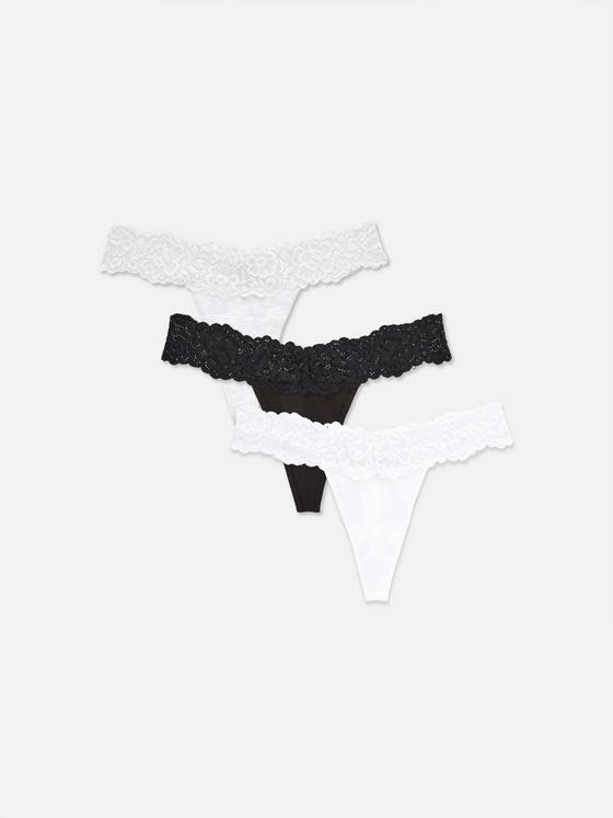 3pk Bandeau Lace Waistband Thongs